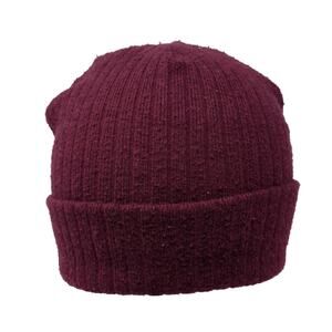 Time And Tru Beanie Hat Red One Size Stretchable Hand Knitted Blank